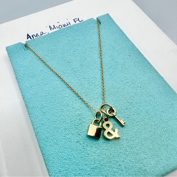 Tiffany & Co. 18K Yellow Gold Key & Lock 16-18" Adjustable Necklace (bx, pch, rb - Picture 10 of 10